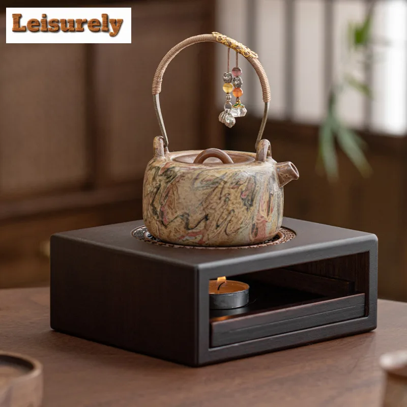 Chinese Bamboo Teapot Warmer Coffee Pots Candle Base Heater Stove Teapot Tea Stove Milk Warmer Stand Kung Fu Set Accessories