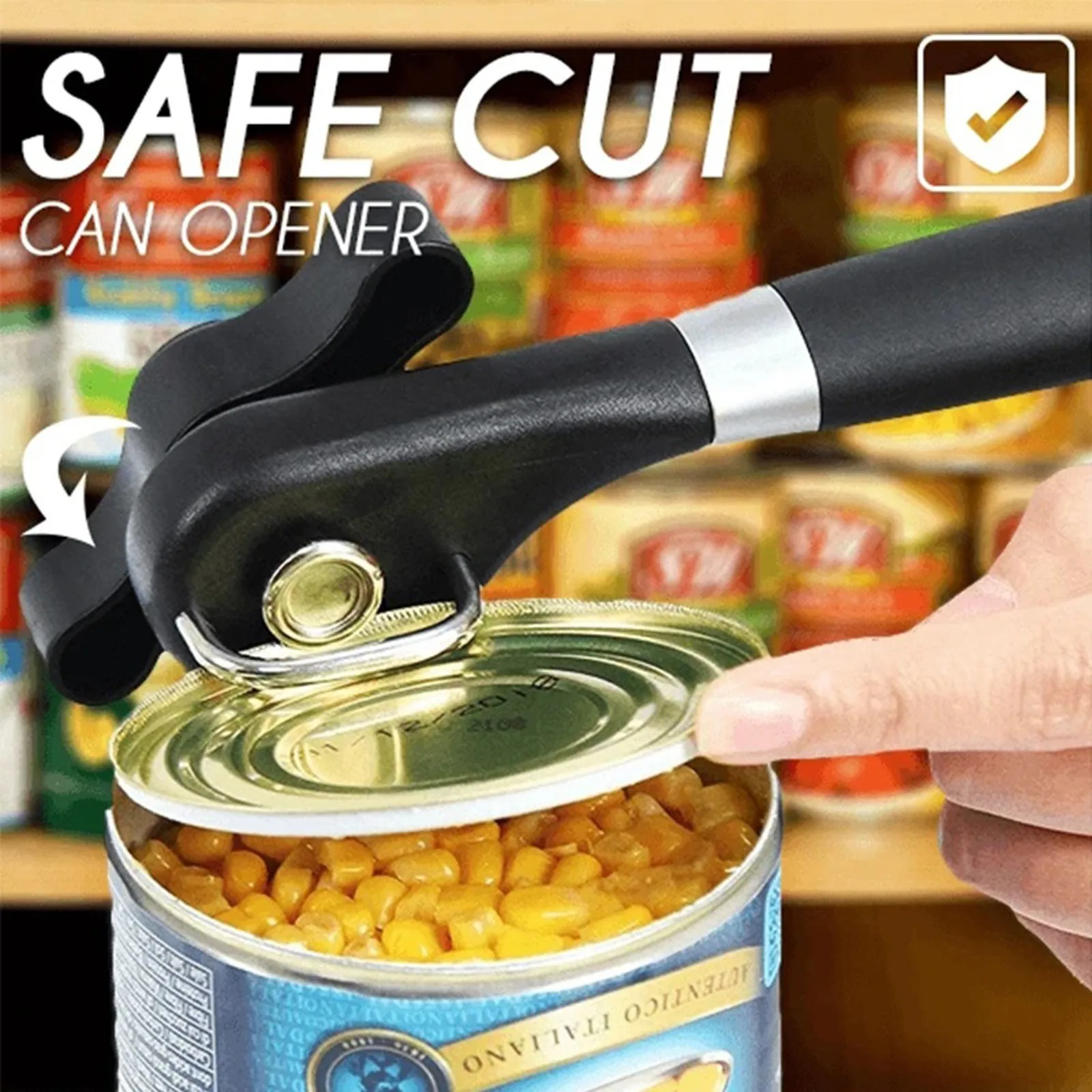 Plastic Hand-actuated Can Opener Safety Kitchen Tools Easy Grip Side Cut Manual Opener for Cans' Lid Kitchen Gadgets