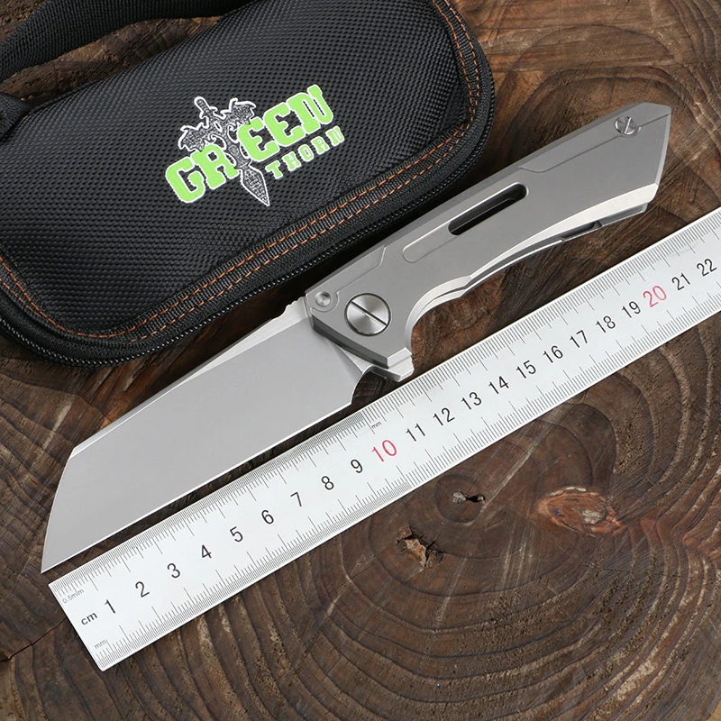 Green Thorn, Snecx Buster, Lapel Folding Knife M390 Steel Tc4 Titanium