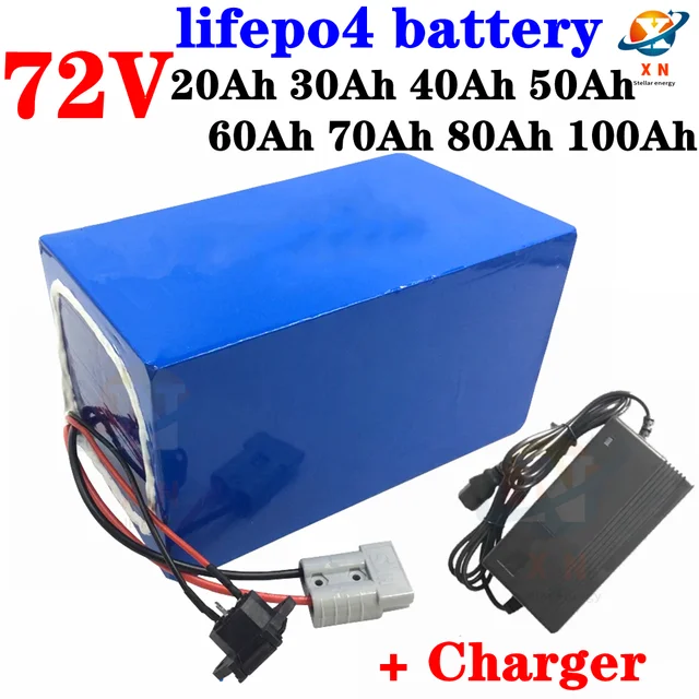 72v 50Ah 60Ah lifepo4 lithium battery 72V 40Ah 100Ah 80Ah BMS for 3000w 5000W scooter ebike Motorcycle Forklift +charger
