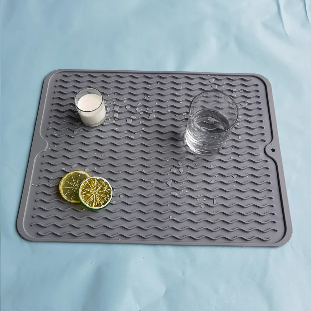 

Kitchen Silicone Dish Drying Mat Heat Resistant Draining Tableware Dishwaser Durable Cushion Pad Dinnerware Table Mat Placemat