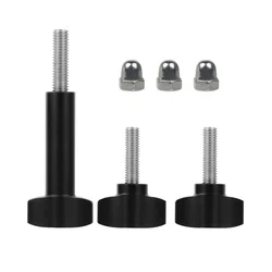 Adjustable M5 Stainless Steel & Aluminium Thumb Screw with Clamping Knob Handle - 1xL 2xS Black w Cap