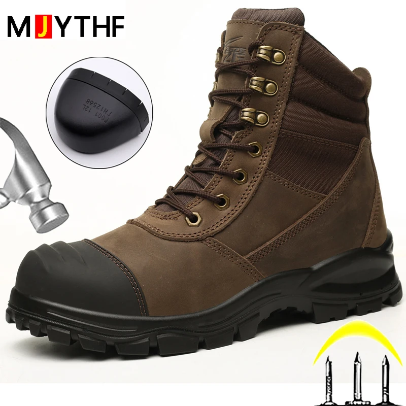 Work Safety Boots Steel Toe Shoes Genuine Leather Work Boots Anti-smash Anti Puncture Anti Scalding Welder Shoes safety shoes