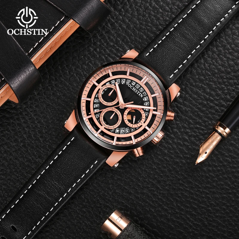 OCHSTIN Pilot Series Senior Sense Mens Quartz Watch Casual Fashion Style Atmosphere Dial Style Quartz Watch