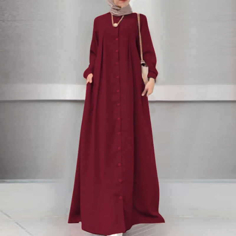 

2023 New Fashion Loose Muslim Robe Jilbab Abaya Long Sleeve Ramadan Lady Dubai Turkish Islamic Dress Abayas Women Clothing