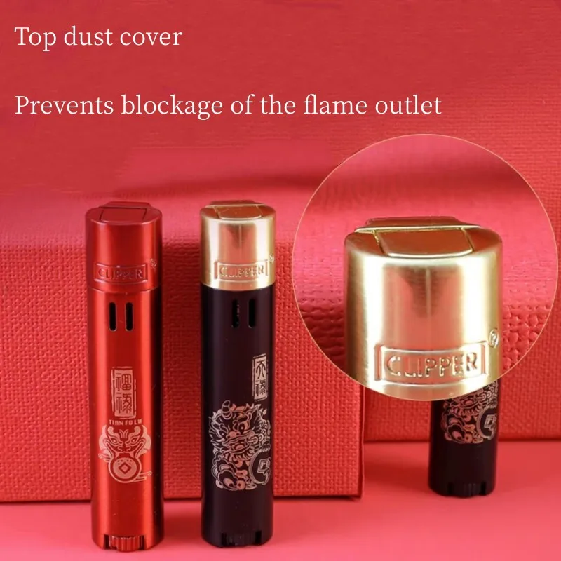 Clipper Metal Lighter 2pcs Butane Inflatable Lighter Windproof Blue Flame Torch Gift Boxed Men'S Gadgets Unique Gift