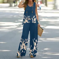 Tank And Pant Sets Casual Sleeveless Women 2024 Summer Boho O-Neck Top 2 Piece Sets Women Outfit Elegant Vintage Pants Suit 1