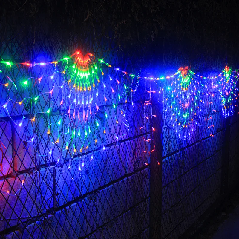 

EU/US Plug Peacock Mesh Net Led String Lights Fairy Tail Mesh Net Lights 8 Modes for Window Year Outdoor Xmas Party Decoration