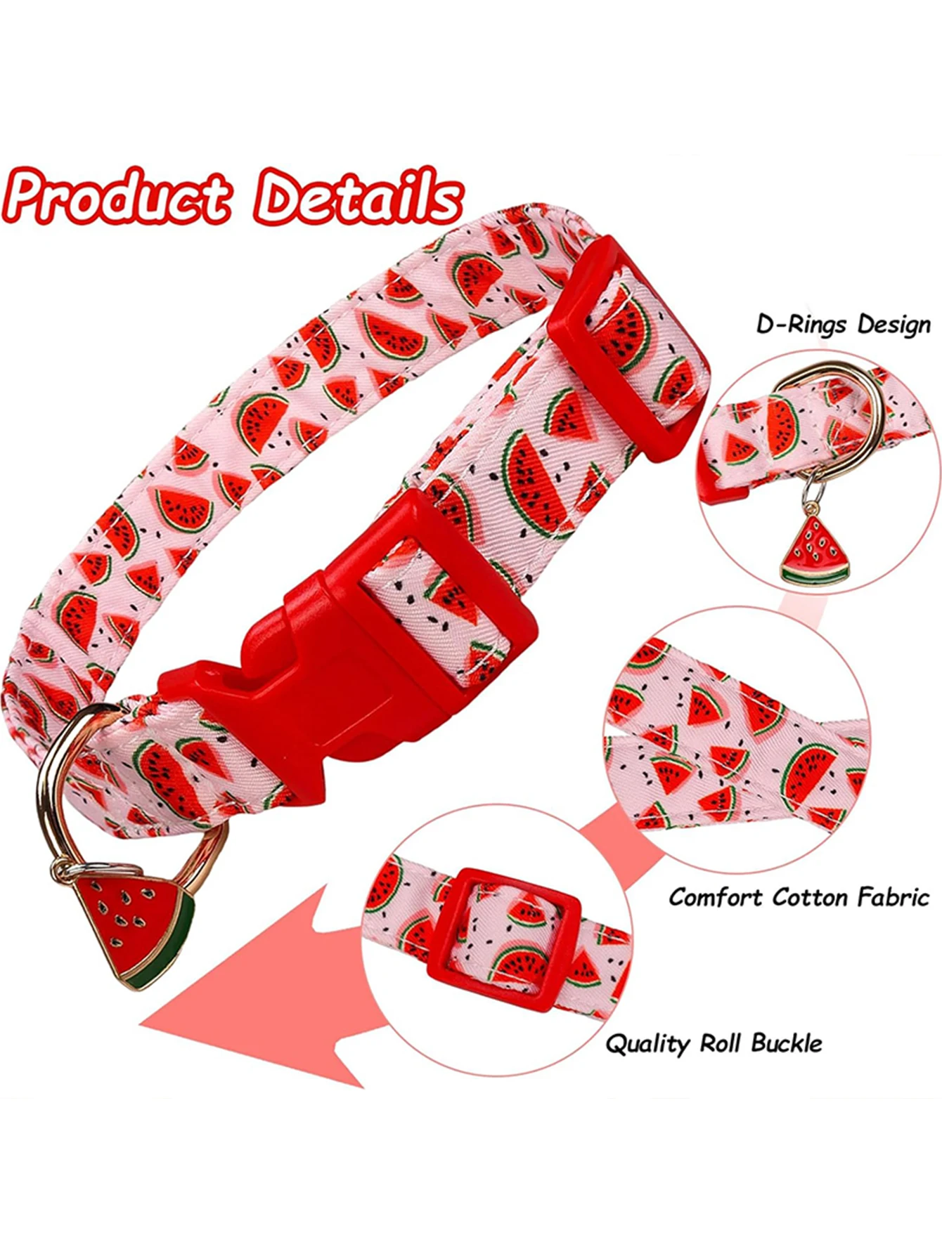 Fruit Pattern Pet Collar with Metal Fruit Pendant – Adjustable for Cats, Puppies & Small Dogs 4