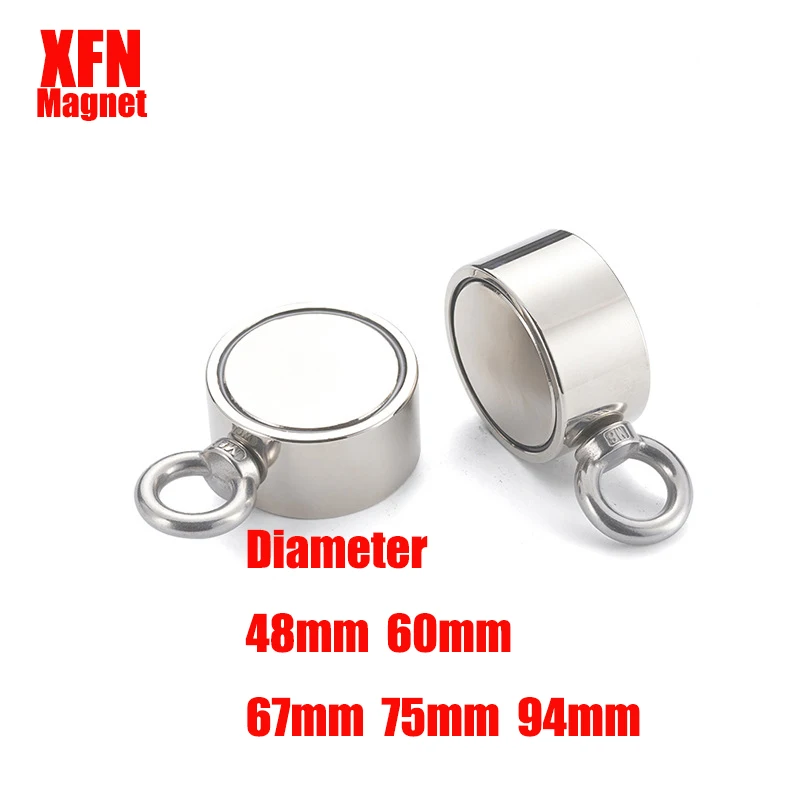 Double Side Fishing Magnet NdFeB D60-3 Strong Neodymium Search Magnet Fishing Powerful Rare Earth magnet 500KG with Single Ring