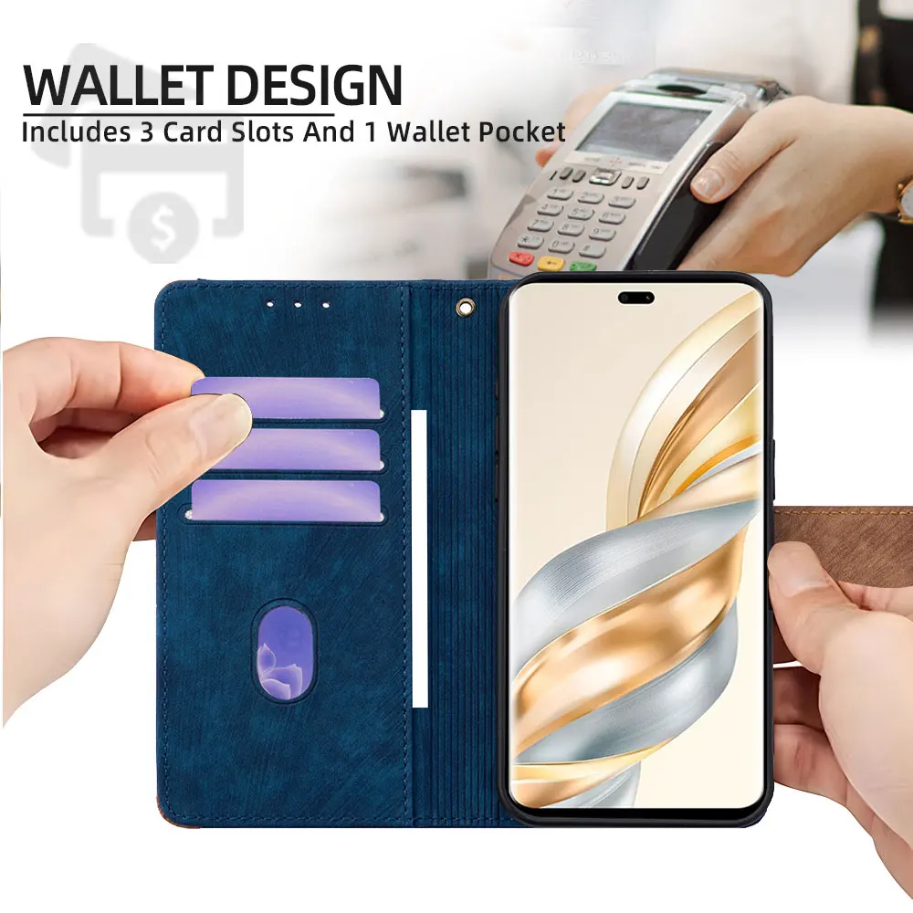 Elegant RFID Blocking Leather Wallet Case - Shockproof Color Collision Design