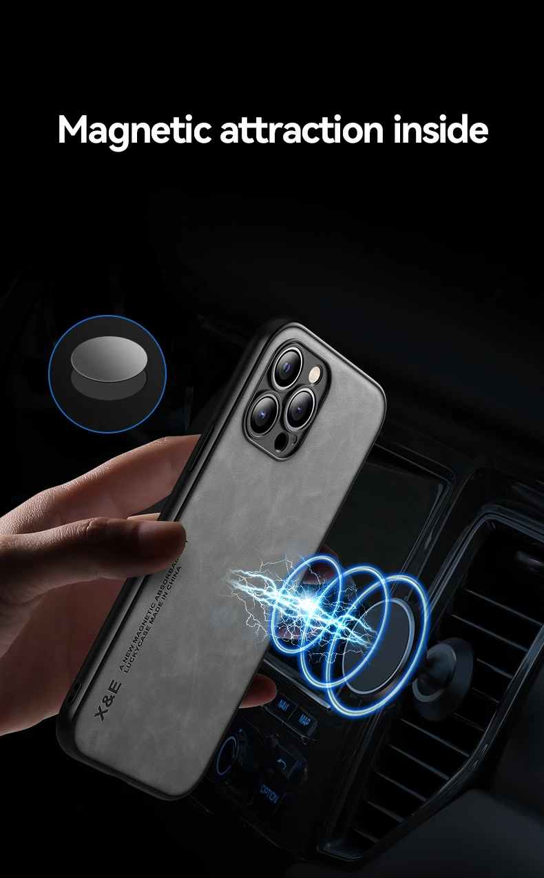Magnetische Handyhülle Aus Mattleder Für Iphone Stoßfest_voghion.com