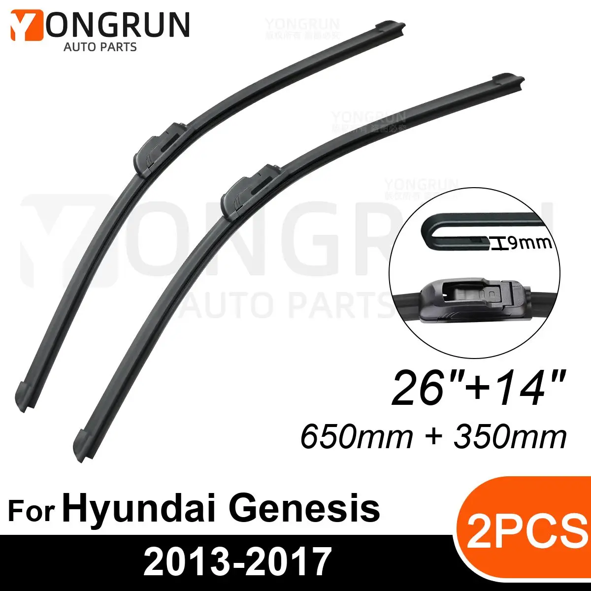 

Передние стеклоочистители для Hyundai Genesis 2013-2017, резиновые щетки стеклоочистителя 26 + 14 дюймов, аксессуары для лобового стекла автомобиля 2014, 2015, 2016, 2017