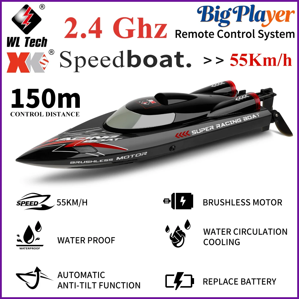 WLtoys WL916 Bateau RC Haute Vitesse 55km/h 2.4GHz Étanche