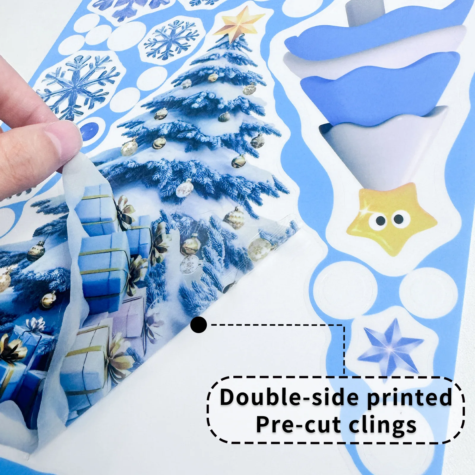 Christmas Decorative Stickers Cartoon Santa Snowmen Bells Static Window Glass Stickers for Holiday Party Decor
