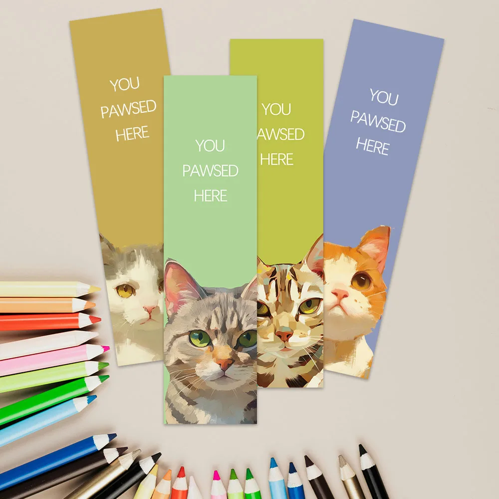 Funny Cartoon Animal Pet Cats Aesthetic Paper Bookmarks 30pcs For Library Office Book Journal Page Marker Students Readers Gift