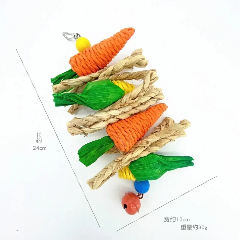 Small Pet Toy Parrot Hamster Rabbit Bird Chewing Molar String Wooden Rattan Hanging