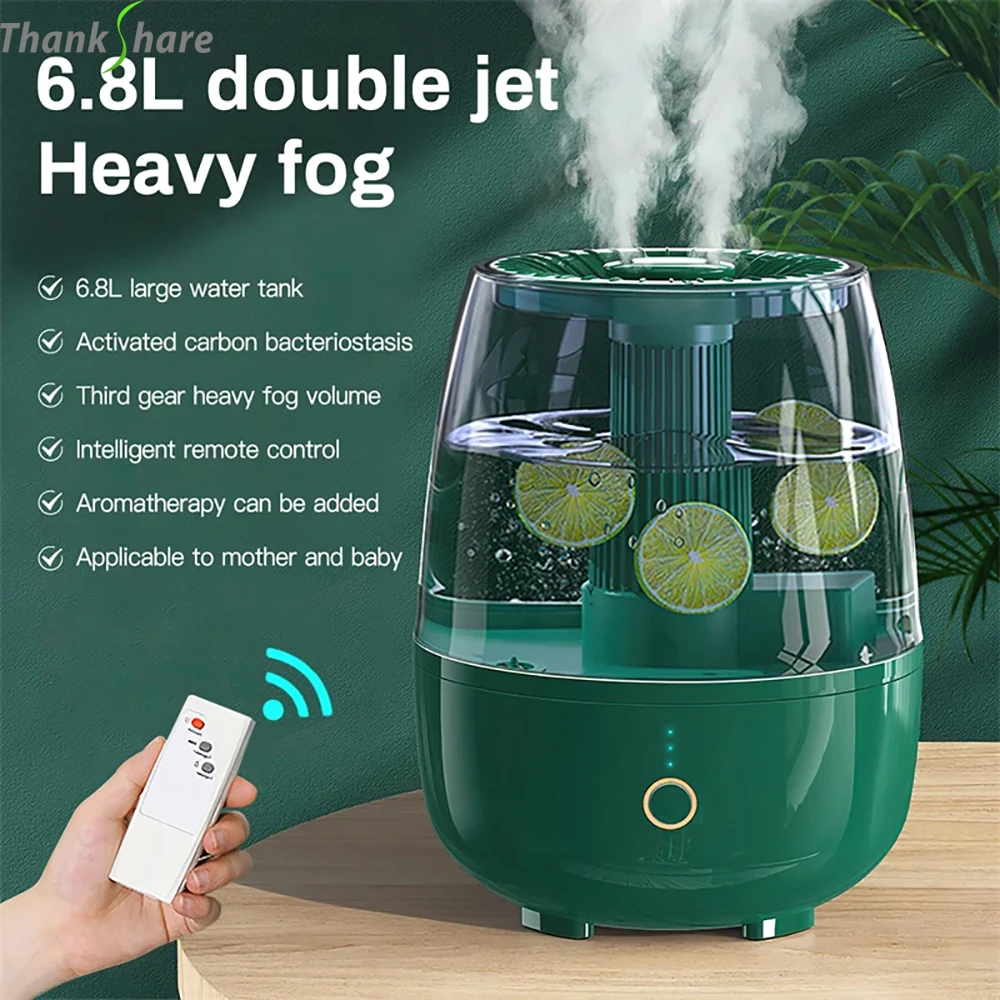 

6.8L Air Humidifier Large Capacity Remote Control Ultrasonic Aroma Diffuser Mist Maker With LED Night Light For Home Office