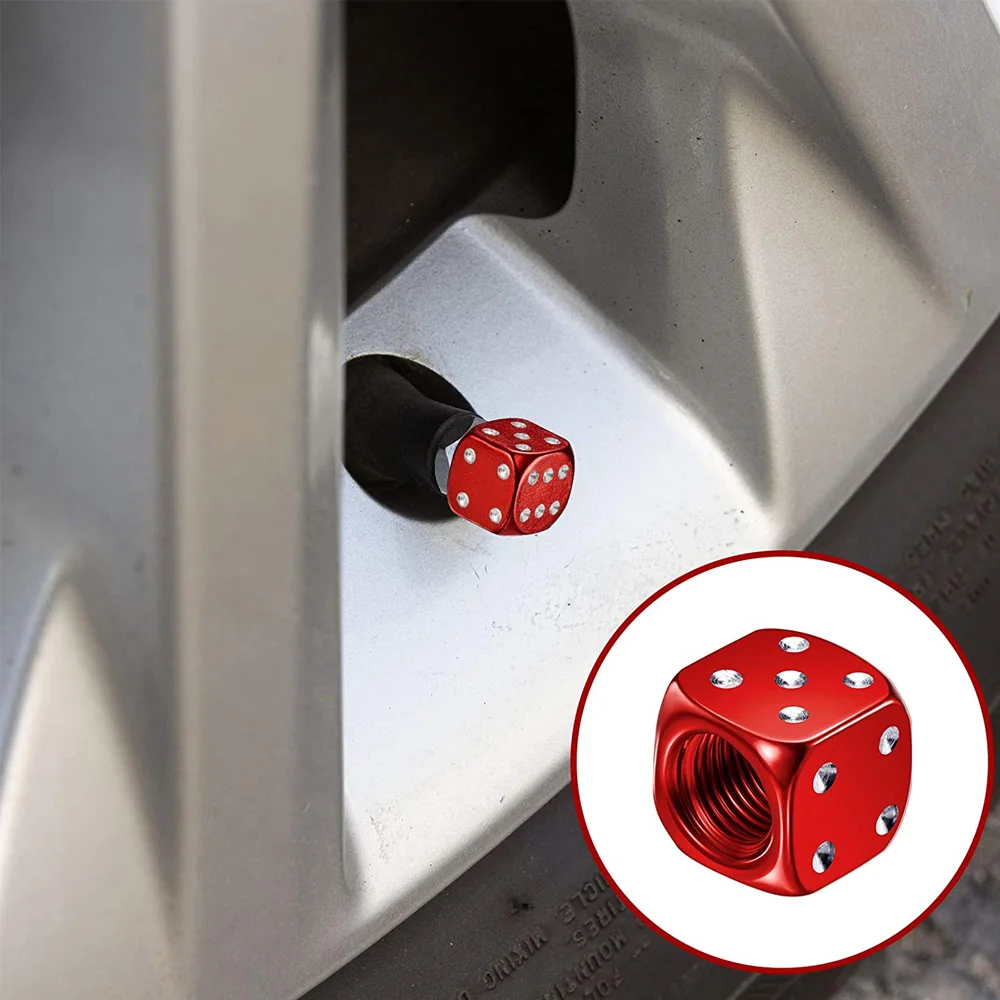 AUTCOAT 4/8/12Pcs Aluminum Tire Valve Caps Car Truck Motocycle Bike Dice Wheel Stem Tyre Tire Wheel Stem Air Valve Dust Cover images - 6