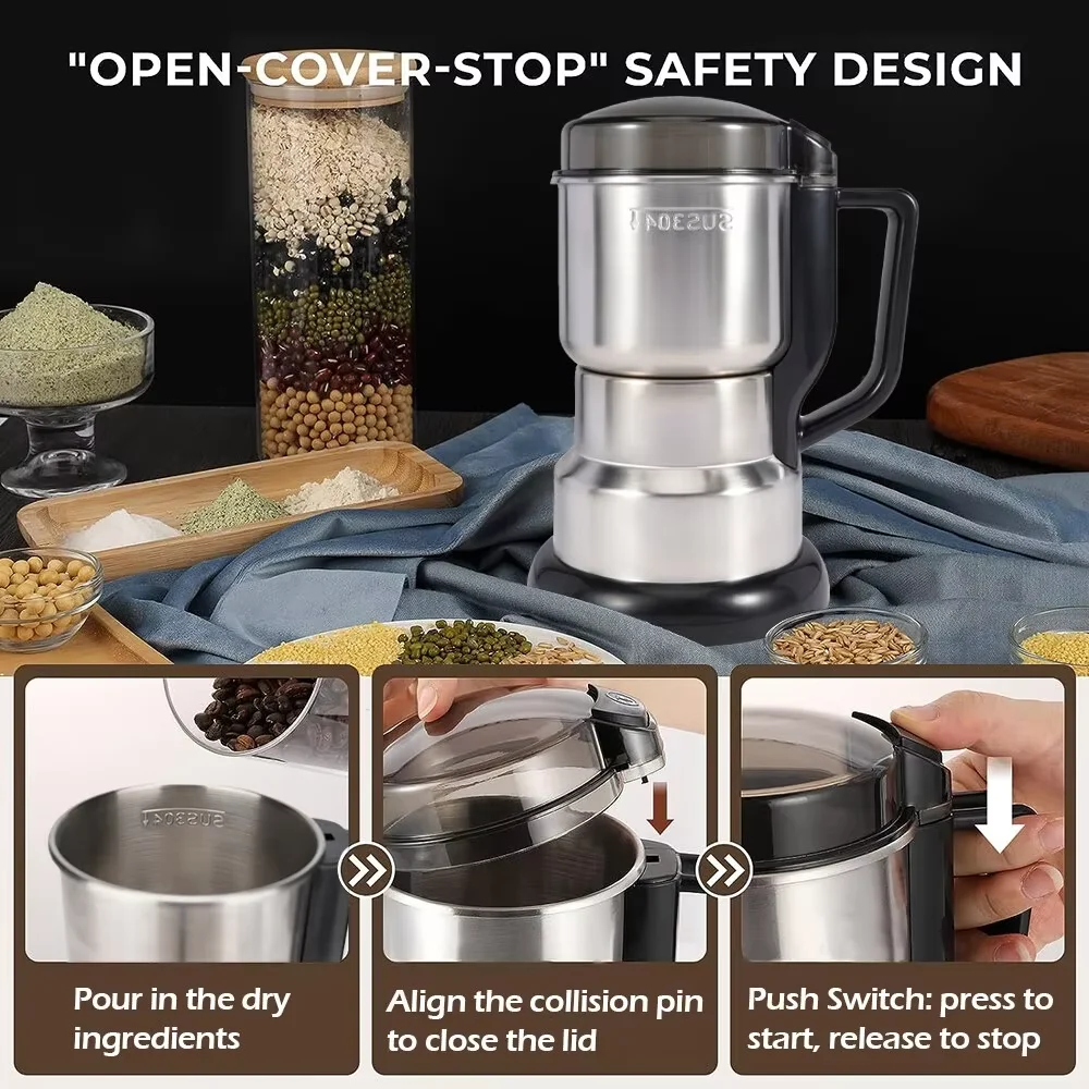 High Power Electric Coffee Grinder Kitchen Cereal Nuts Beans Spices Grains Grinder Machine Multifunctional Home Coffee
