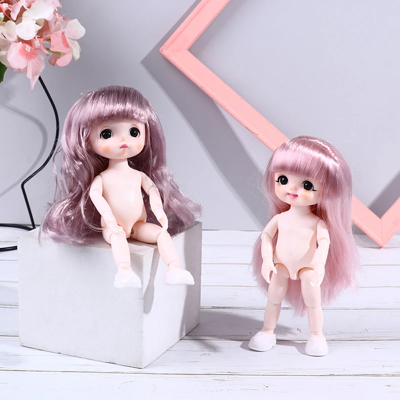 

16/17cm Doll 13 Movable Dolls Cute Face Brown Eyeball Mini Naked Body DIY Toy Dolls with Shoes for Children Gifts