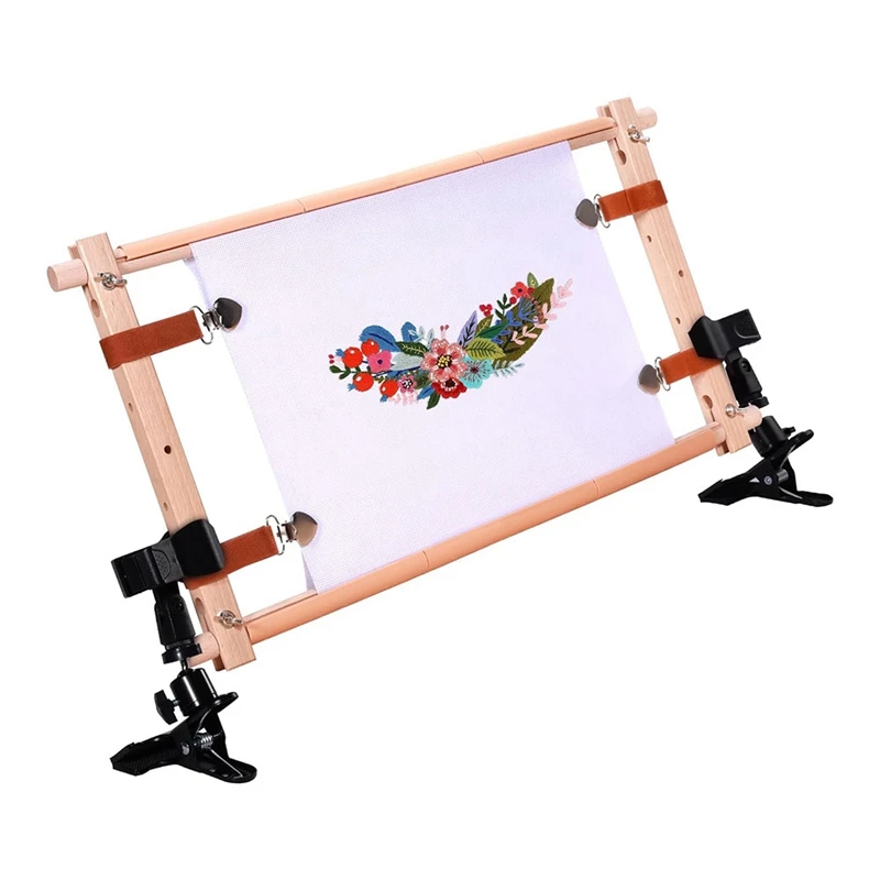 Rotating Wooden Crossstitch Frame-With Clip, Adjustable Large Embroidery Hoop Holder, Suitable For Sewing Crafts Durable
