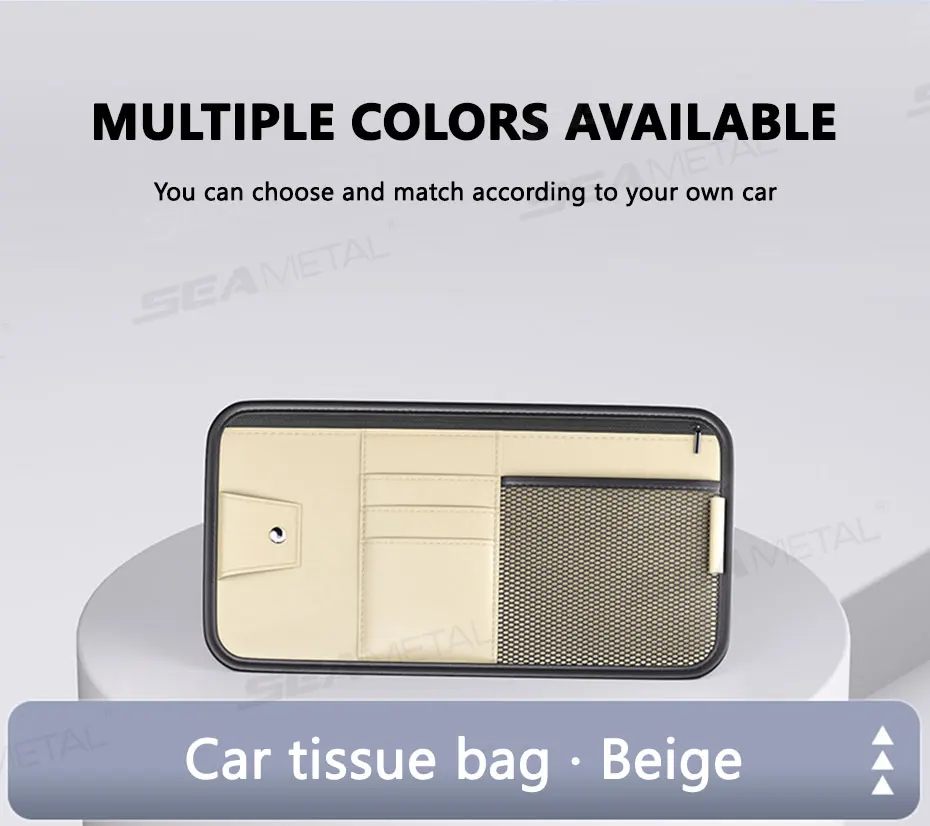 SEAMETAL Auto-Sonnenblenden-Aufbewahrungsbox, Innenraum-Organizer für Sonnenbrillen und Karten, Multifunktionale Sonnenschutz-Organizer-Tasche – Detail 12