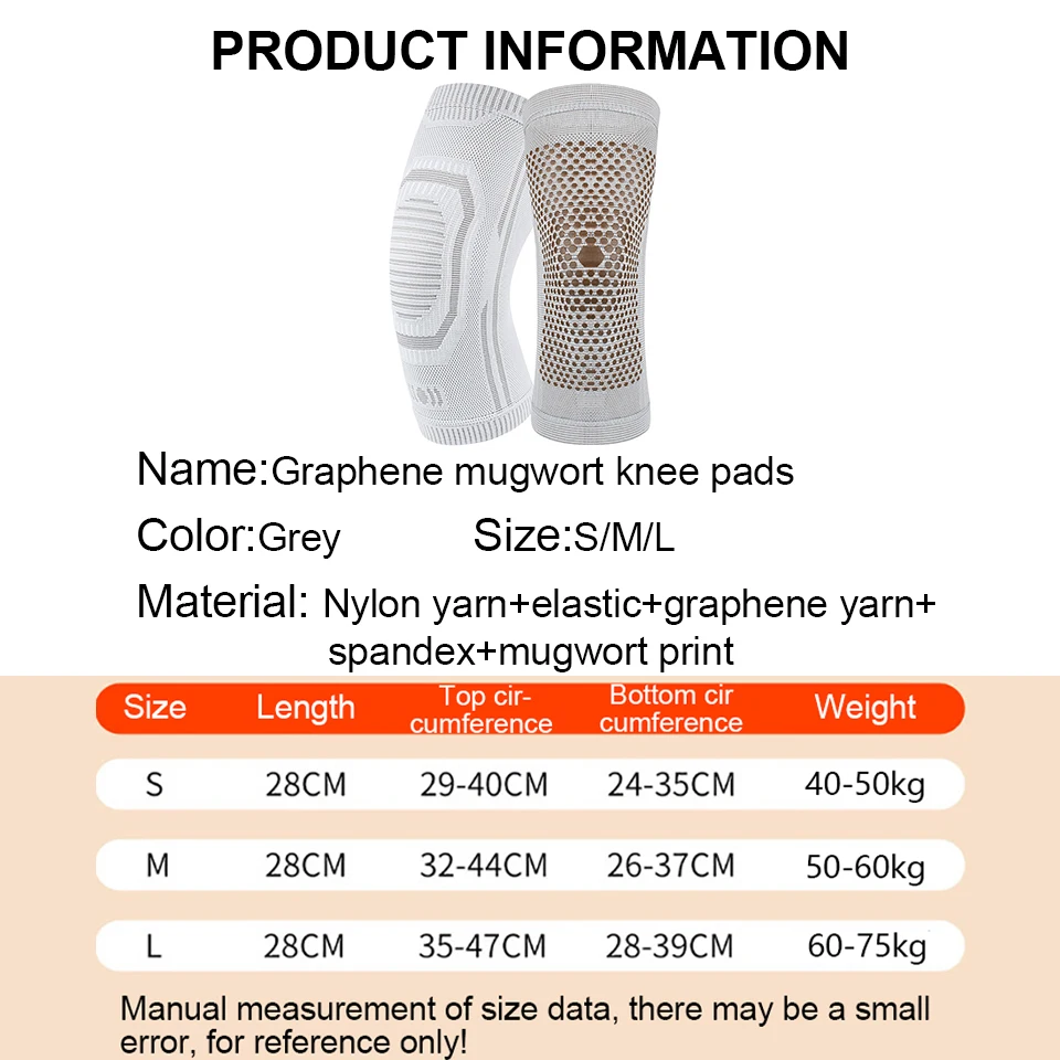 1Pcs Graphene Self Heating Wormwood Kneepads Knee Brace Warm for Arthritis Joint Pain Relief Injury Recovery Massager Leg Warmer 6