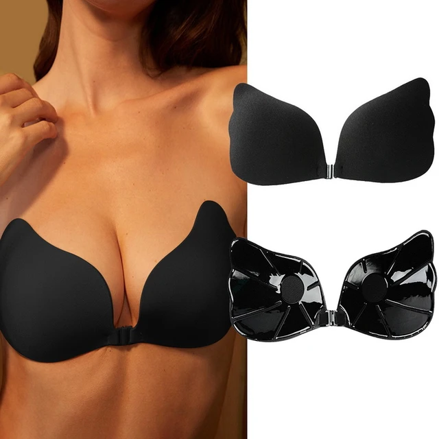 Women Strapless Invisible Bra Backless Self-Adhesive Push Up Wings Sticky  Bra Seamless Strapless Front Closure Bra Underwear