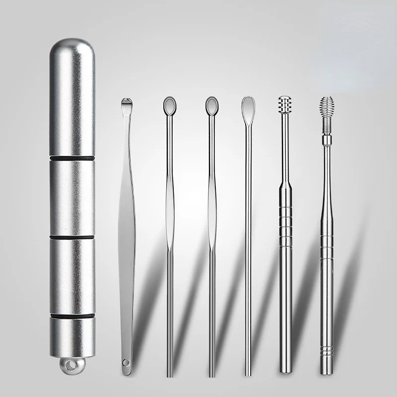6 개/대 휴대용 귀 피킹 도구 버클 Earpick Earpick 나선형 진정 안티 가려움증 귀 왁스 청소 도구