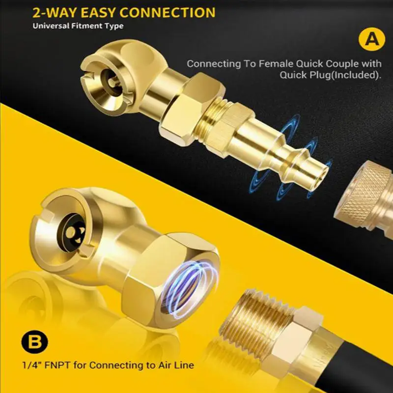 1/2set Ball Inflator Air Clamp Kit Brass 1/4 Inch Fnpt Car Tire Air Clamp Inflation Nozzle Air Pump Accessories