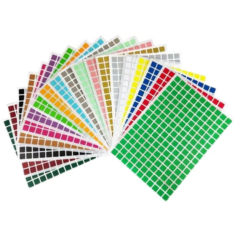 

5Sheets 540Pcs Color Code Dot Labels Sticker Can Writing Labels Stationery Sticker Office Supplies Square Stickers Label 20x20mm