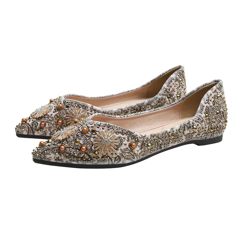 Pointed Toe Women Flat Rhinestones Loafers Autumn Rivets Classic Ladie Flats Shoes Women's Ballet Flats Soft Boat Shoes 2023 6