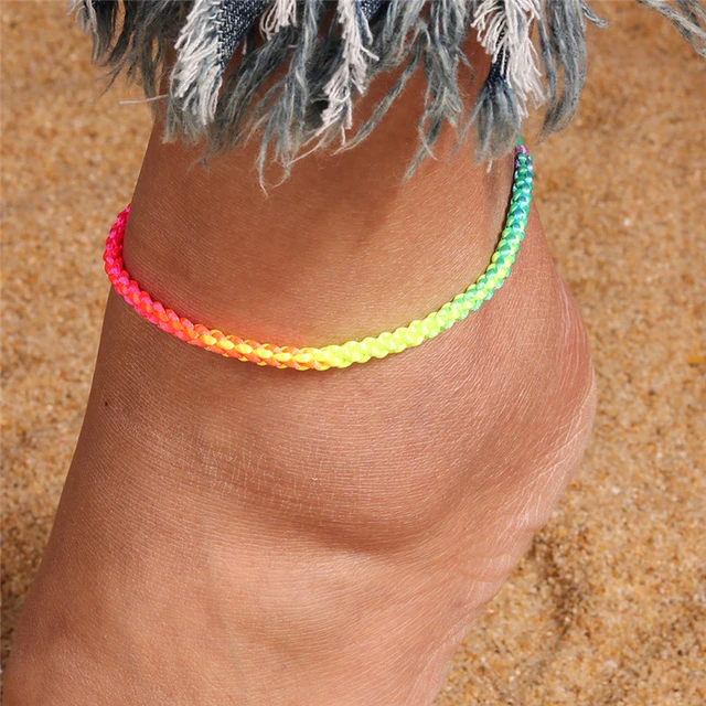 Buy Solid Mini Braid Anklet // Waterproof Wax String Braided Surfer Ankle  Bracelet, Handmade Beach Jewelry RTS Online in India - Etsy