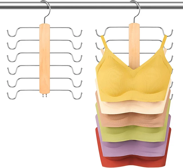 Tank Top Hangers 12 tier Foldable Space Saving bra holder with metal hook  Storage Organizer for tie wood Bra Hanger for Closet - AliExpress