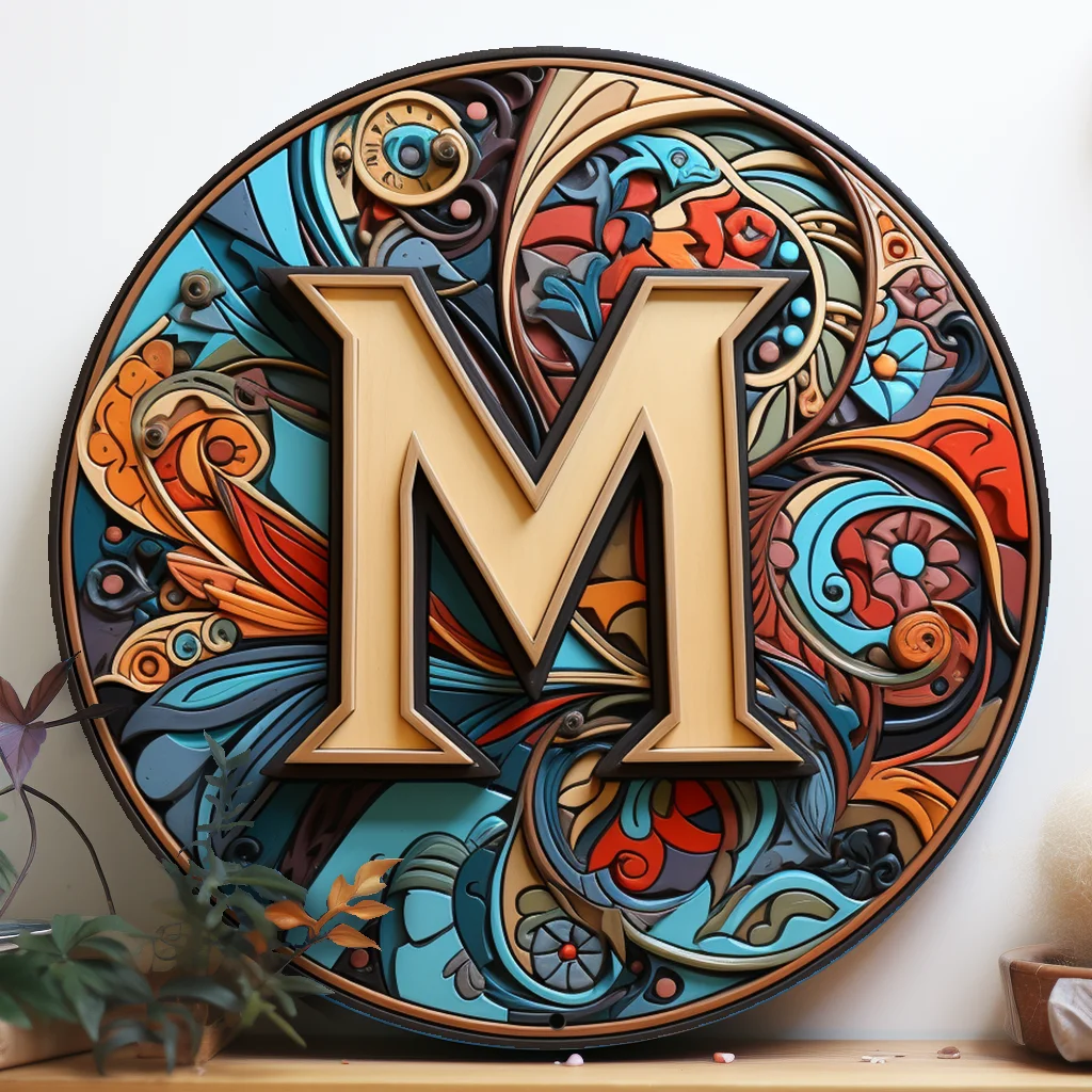 

Aluminum logo letter relief, painted circular wreath, dormitory home, corridor wall decoration, retro fashion, Mother's Day gift