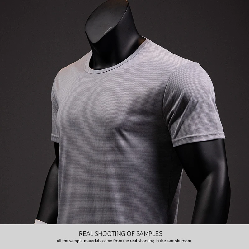 High Quality Men's Running Short Sleeve Customized Logo Breathable Quick-drying Sports Jogging Fitness  Bodybuilding Gym Tshirt