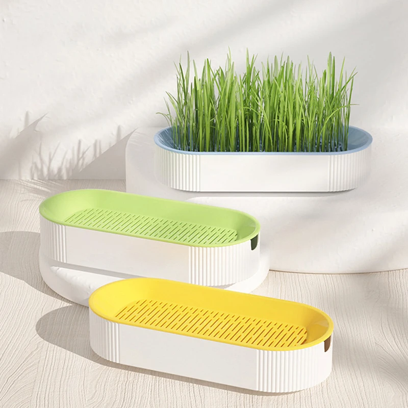 

1Set Pet Cat Sprout Dish Growing Pot Hydroponic Plant Cat Grass Germination Digestion Starter Dish Grow Box Soilless Planting Po