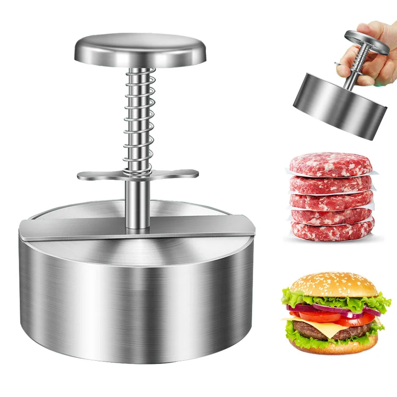 Adjustable Hamburger Patty Maker 115mm Stainless Steel Burger Press Patty Making Molds Patties for Beef, Vegetables, Meat, BBQ