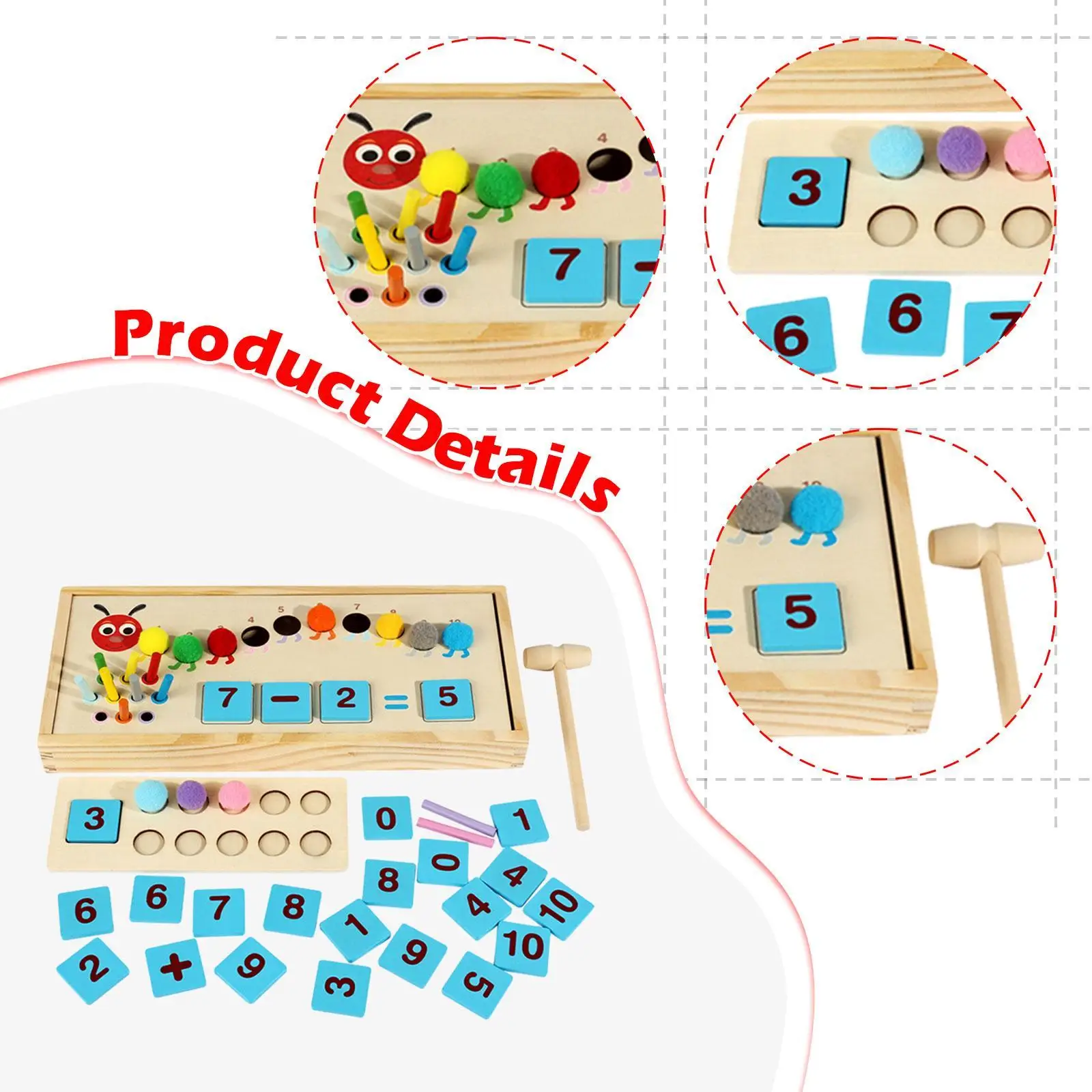 Educational Math Manipulatives Counting Toy for 3+ Year Old Wooden Develop Educational Math Manipulatives Counting Toy for 3+ Year Old Wooden Develop