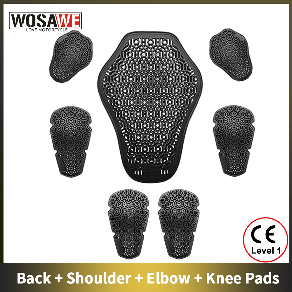 Motorcycle Back Protector Motorcycle Knee Pads Motorcycle Armor Motorcycle Body Armor Body Protector Motorcycle Armor Vest Motorcycle Jackets Motorcycle Armor Pads Motorcycle Armor Accessories WOSAWE Motorcycle Riding Jacket Insert Armor CE Back Protector Rider Shoulder Elbow Knee Pads Motocross Built-in Protective Gear