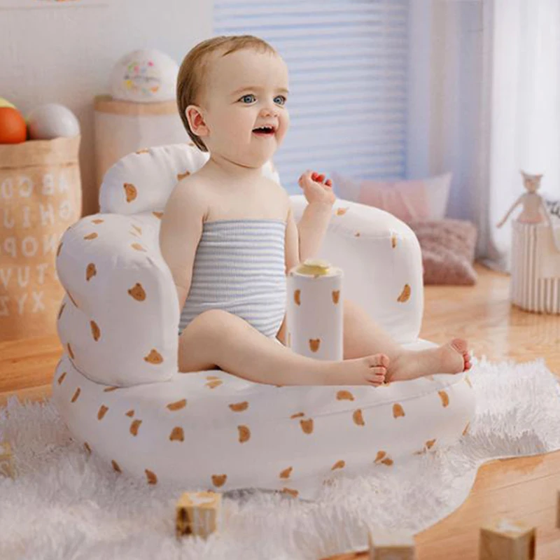 Baby Inflatable Sofa Children Puff Portable Bath Chairs PVC Multifunctional Seat Practice Sitting Bath Stool 5