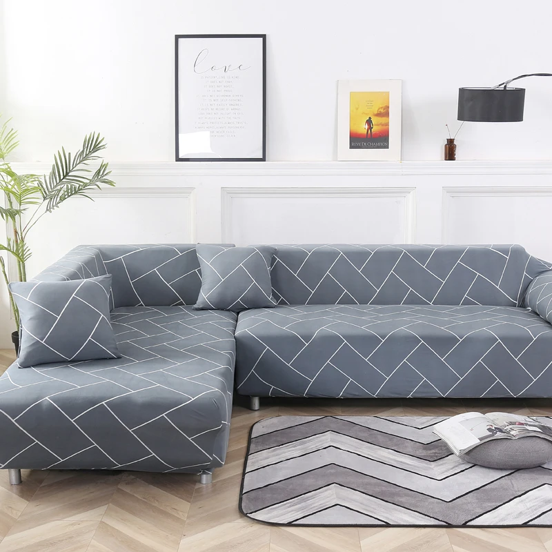 thumbnail image 1 of Fundas de sofá elásticas geométricas para sala de estar en forma de L, se necesitan comprar 2 piezas, cubiertas deslizantes de esquina, Chaise longue, Protector de silla, 1 of 5