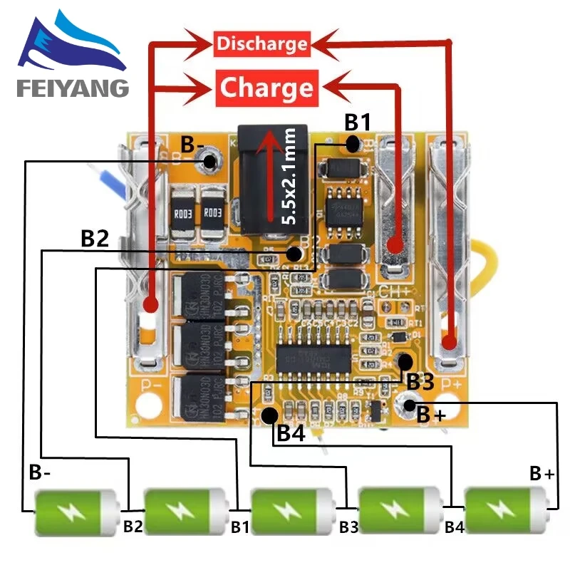 5S 18V 21V 20A Batterie Lade Schutz Bord Li-Ion Lithium-Batterie Pack Schutz Platine BMS Modul für Power Tools