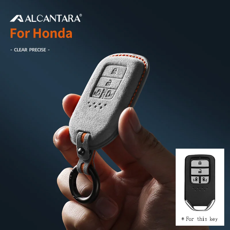 

Alcantara Car Remote Key Shell Case Cover for For Honda Fit Accord Odyssey Civic Jade CR-V XR-V Suede Keychain