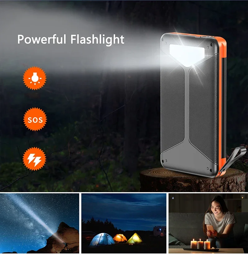 20000mAh Qi Wireless Solar Power Bank Batteria esterna esterna portatile Powerbank per iPhone 14 Samsung Xiaomi Huawei Poverbank - immagine 6