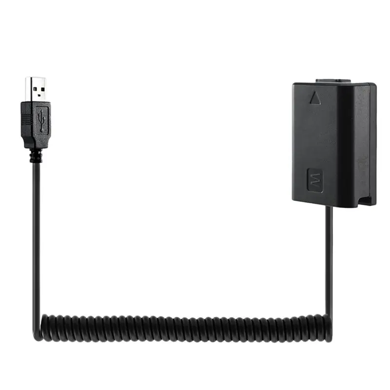 2X NP-FW50 더미 배터리 스프링 USB 충전 케이블 ( A7 A7R A7S A7M A7II A7S2 A7M2 A7R2 A6500 A6300 DC 커플러용)