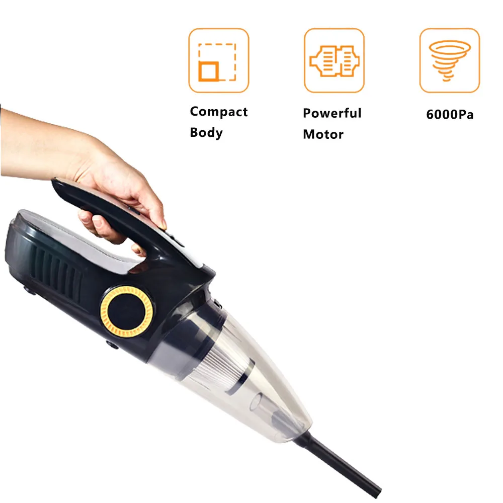 12V 120W Car Mini Vacuum Cleaner 6000 Pa Strong Suction Power Portable Handheld Auto Home Dual Vacuum Cleaner with Storage Bag