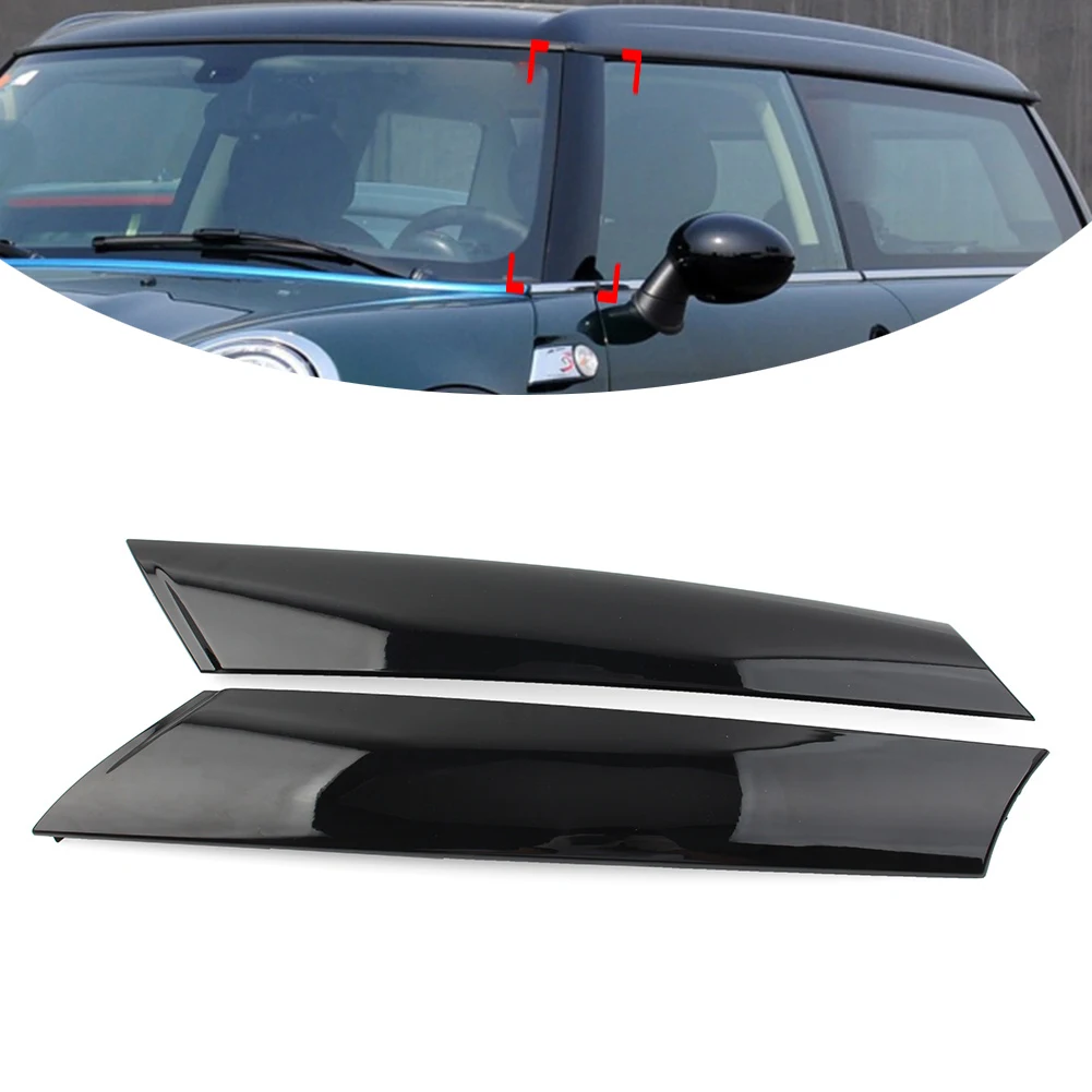 

1 Pair Car Front Side Windshield A Pillar Decoration Trim For Mini Cooper R55 R56 R57 51137272583 51137272584 Glossy Black