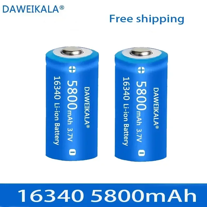 Rechargeable Lithium Batteries 5800mAh 3.7V Li-ion 16340 CR123A For LED Flashlight Travel Wall Charger